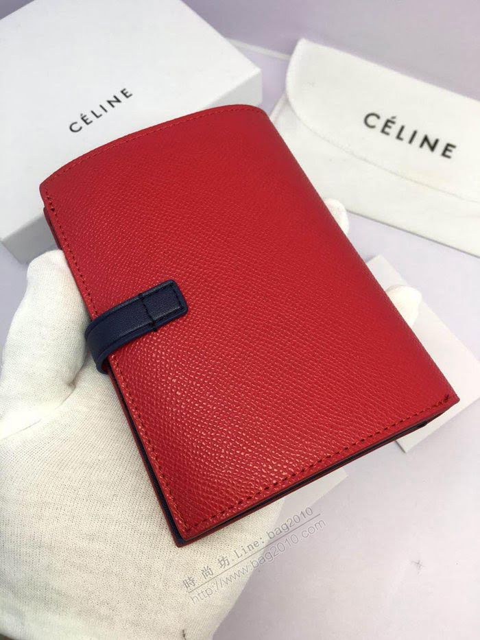 CELINE女包 賽琳專櫃款 搭扣拼色錢夾 0146 手掌紋牛皮 賽琳女錢包  sl2011